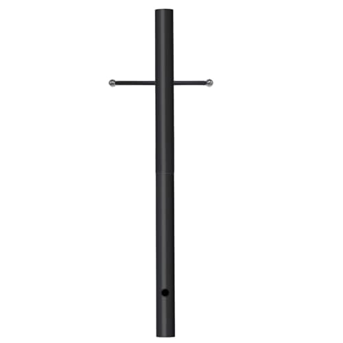 80 in. x 3 in. Black Direct Burial Outdoor Lamp Post - Cast Iron Cross Arm, Weather Resistant for Driveway/Front Yard/Pathways - size: lamp post 80 in with crossbars