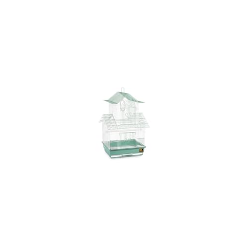 HomeStock Rustic Retreat Bird Cage with Natural Wood Accents, Durable Metal Construction, Spacious Interior, and Comfortable Features for Birds' Green - color: Green