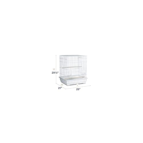 HomeStock Square Roof Bird Cage - Durable Metal Bird Habitat with Spacious Interior Black - color: Black