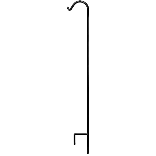 Ashman Black Shepherd Hook 92 Inch, 1/2-Inch Thick, Solid Metal Single Piece Hook, Super Strong, Rust Resistant, Hanging Plant Baskets, Wind Chimes, Lanterns, Heavy Bird Feeders & More (Pack of 1) - size: 1 Pack