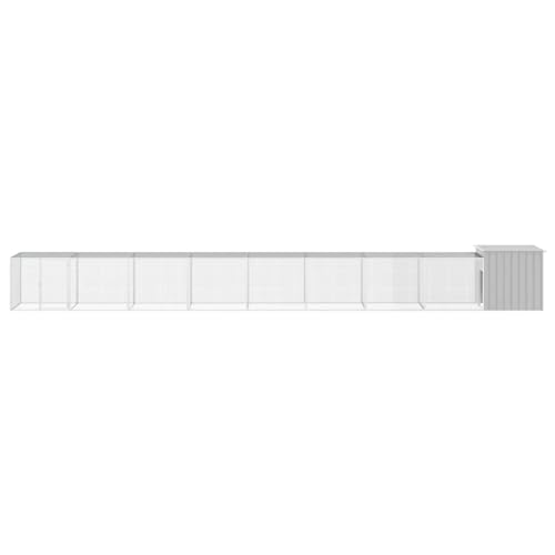 Chicken Cage Grey Galvanized Steel Large 35.8 x 354.3 x 39.4 in Rectangular Coop Run Durable Outdoor Poultry Habitat Supplies for Backyard Farm - color: Grey-D