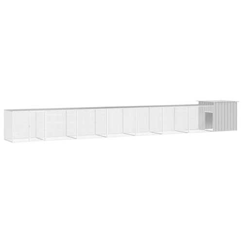 Chicken Coop Galvanized Steel 36x315x39 in Grey Powder-Coated Large Poultry Habitat for Farms & Backyards Expandable Chicken Cage Outdoor Only - color: Grey-A