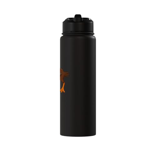 Cute Cartoon Prehistoric Animals Terror Bird For Kids Funny Stainless Steel Insulated Water Bottle - color: Black
