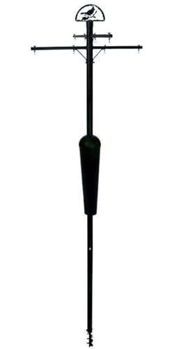 Squirrel Stopper Deluxe Squirrel Proof Bird Feeder Pole with Patented Spring Baffle, Heavy Duty Galvanized Steel Pole System with Auger, Raccoon Proof, Holds Up to 8 Feeders and Accessories - Black
