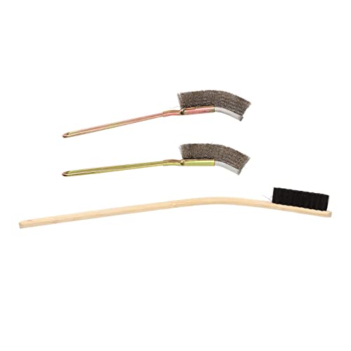 Jeanoko Long Handle Bird Cage Cleaning Brush Medium Hardness for Daily Use Bamboo and Stainless Steel 3 Sizes Included