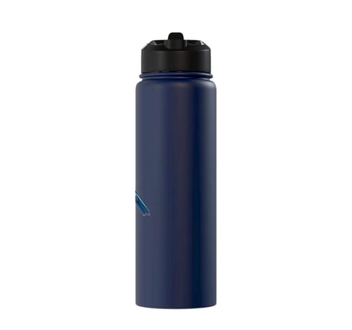 Bird Series. Mountain Bluebird. Stainless Steel Insulated Water Bottle - color: Navy Blue
