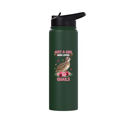 Bird, For The Girl Who Adores Quails Stainless Steel Insulated Water Bottle - color: Dark Green