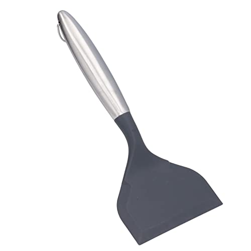 Wide Mouth Frying Spatula, Professional Stainless Steel Silicone Kitchen Cooking Spatula with Hook Design for Non Stick Pans and Easy Storage - color: Gray(304#)