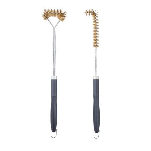 SUNRISE Fryer Brush with Long Handle (Brass with Plastic Handle, L and Single Brush) - color: Brass With Plastic Handle, size: L and Single Brush