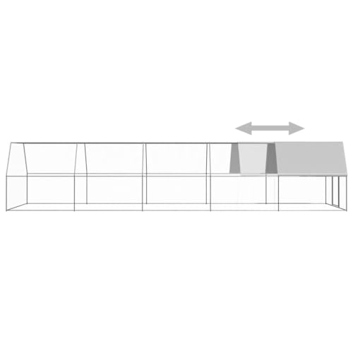 Large Chicken Coop Outdoor Metal Chicken Cage Galvanized Steel Poultry Hen House Run for Backyard Duck Pen Walk-in Poultry Cage with Removable Cover Grey - color: Silver-F