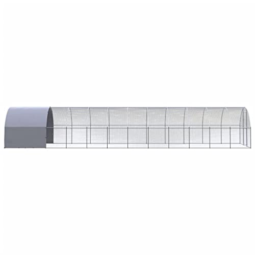Galvanized Steel Chicken Coop, Large Outdoor Chicken Run for Hens, Ducks, and Small Animals, Spacious Enclosure with Polyethylene Roof, Easy to Clean - color: Original-A, size: 9.8' x 39.4' x 6.6'