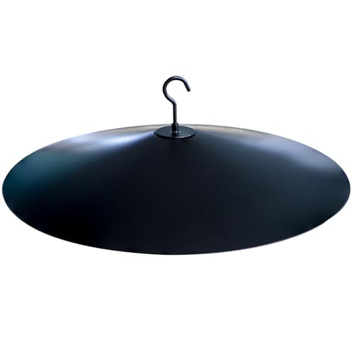 PFNRTH One-Piece 17" Metal Squirrel Baffle - Solid Steel Guard for Bird Feeder Poles & Hanging Feeders | Chew-Proof, No Assembly | 2 Installation Options-Black