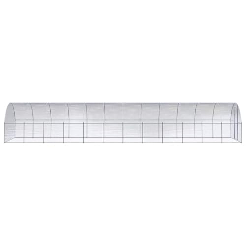 Galvanized Steel Chicken Coop 9.8x39.4x6.6 Ft | Outdoor Enclosure for Hens Ducks, Wire Mesh, Easy Clean, Spacious Run - size: 9.8' x 39.4' x 6.6' (W x D x H)