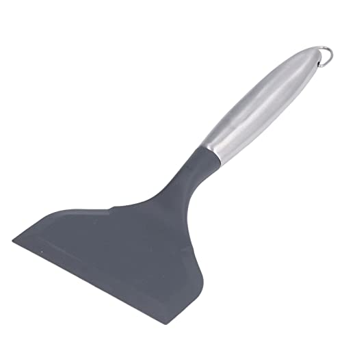 Wide Mouth Frying Spatula, Professional Stainless Steel Silicone Kitchen Cooking Spatula with Hook Design for Non Stick Pans and Easy Storage - color: Gray(304#)