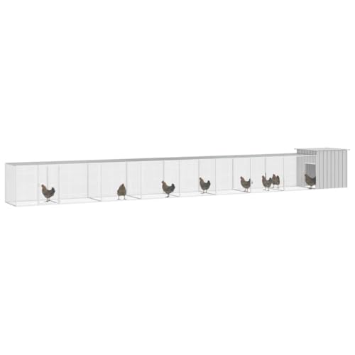 Large Durable Chicken Cage Grey Galvanized Steel Expandable Coop with Secure Latches for Poultry and Small Animals - color: Gray, size: 35.8 x 354.3 x 39.4 in