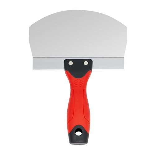 6.5" Bucket Scoop for Drywall & Plaster, Stainless Steel | Contoured Blade, Soft-Grip Handle, For Drywall Mixing, Plaster Application, Paint Scraping, Mortar Handling, Spackling