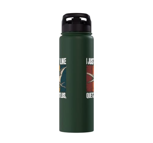 Really Like Quetzalcoatlus Bird Flying Dinosaur Kids Trex Stainless Steel Insulated Water Bottle - color: Dark Green