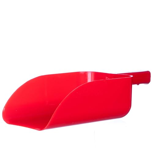 Jeffers Feed Scoop for Horses, Livestock, Pets, Chickens, Goats – 5 Pint 2.5 Quart Heavy-Duty Plastic Grain Scoop – Durable Farm Tool for Animal Feed, Barn, Stable, Garden, Dog Food - Red - color: Red Feed Scoop