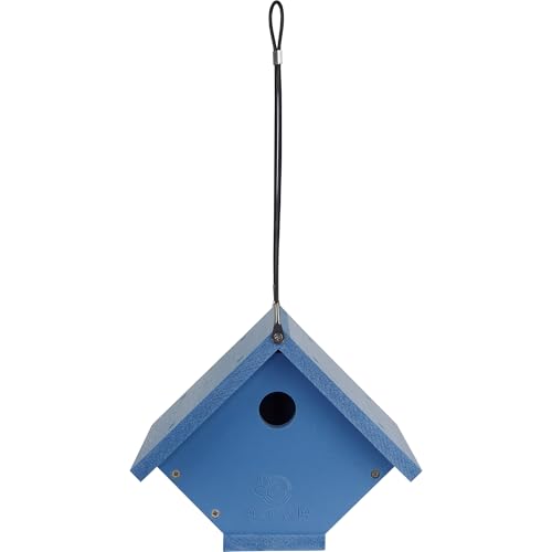 Wren Roost Recycled Plastic Bird House with Clean-Out Door, Wild Bird House and Outdoor Décor, Blue