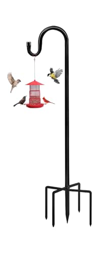 Bird Feeders Pole,Shepherds Hooks for Outdoor 1 Pack 48 Inch Bird Feeders for Outdoors with 5 Prongs Base Hanging Planters for Outdoor - size: 48 Inch