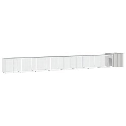 Large Durable Chicken Cage Grey Galvanized Steel Expandable Coop with Secure Latches for Poultry and Small Animals - color: Gray, size: 35.8 x 354.3 x 39.4 in