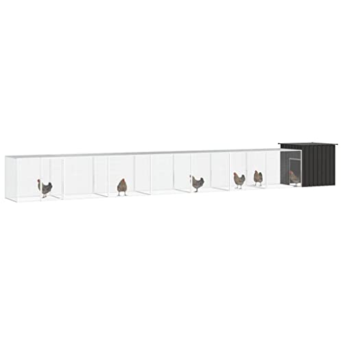 Chicken Cage Anthracite 315"x35.8"x39.4" Galvanized Steel Large Outdoor Poultry Habitat, Weather-Resistant Hen House Run for Garden, Urban Yard or Farmstead - color: Anthracite-C