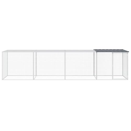 Galvanized Steel Chicken Coop with Roof 158.7"x38.6"x35.4" Anthracite Cage for Hens Rabbits Ducks Outdoor/Indoor Use, Expandable Bunny Hutch with Lockable Door and Weather Protection - size: 158.7" x 38.6" x 35.4" (L x W x H)