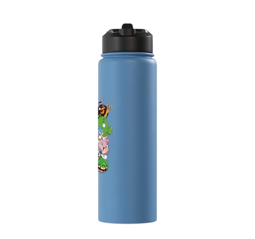 Angry Birds Piggy & Bird Pile Stainless Steel Insulated Water Bottle - color: Light Blue