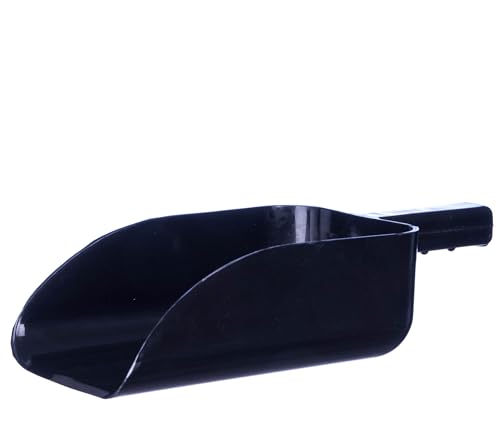 Jeffers Feed Scoop for Horses, Livestock, Pets, Chickens, Goats – 5 Pint 2.5 Quart Heavy-Duty Plastic Grain Scoop – Durable Farm Tool for Animal Feed, Barn, Stable, Garden, Dog Food - Black - color: Black Feed Scoop