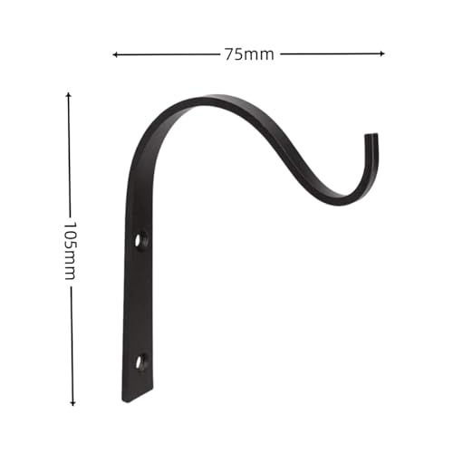 4PCS Height 4 Inch Black Iron Wall Hooks with Screws Plant Hanger Fence Metal Bracket for Hanging Bird Feeders Wind Chimes Decorations Lamp