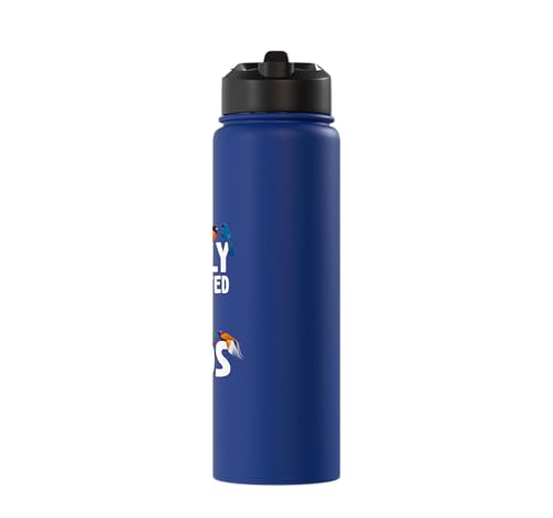 Easily Distracted By Birds Funny Bird Watcher & Birdwatching Stainless Steel Insulated Water Bottle - color: Royal Blue