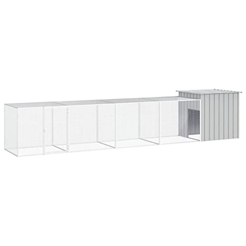 Gray Galvanized Steel Large Chicken Cage 4 Pieces Outdoor Poultry Coop with Lockable Door Ventilated Design Weatherproof Durable Construction for Garden Yard Animal Husbandry - color: Grey-B, size: 35.8 x 196.9 x 39.4 in
