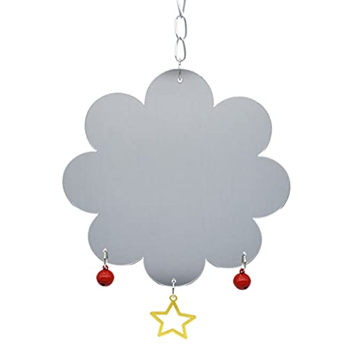 Chicken Toys for Hens Birds Swing Hanging Mirror Toys with Bells Star Pendant for Rooster Parrot Suspending Pecking Toy Chicken Pecking Toy