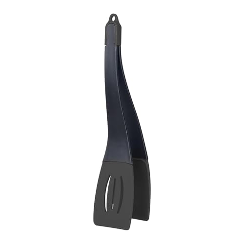 Fox Run 3-In-1 Black Nylon Spatula, Tongs, and Turner, Safe For Non-Stick Pans, 14" - size: 14” x 3” x 3.5”