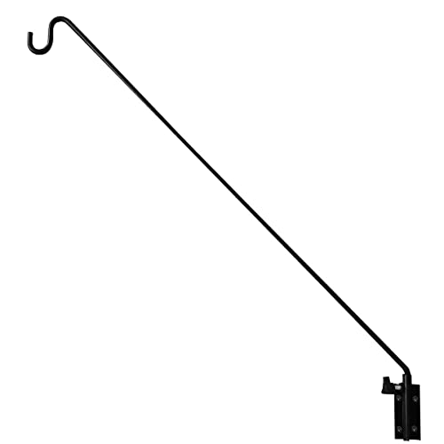 Heavy Duty Extended Reach Wall Mounted Deck Hook Wall Pole,Bracket Direction and Length Adjustable Plant Bracket for Bird Feeders, Planters, Suet Baskets, Lanterns, Wind Chimes,Black - size: 43in Long Wall Mounted Hook-1 Pack