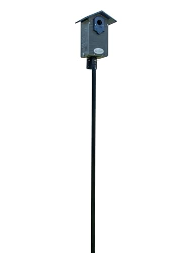 Ultimate Mountain Bluebird House with Universal Mounting Pole Kit - Garden Birdhouse and Pole Combo (Blue and Gray)