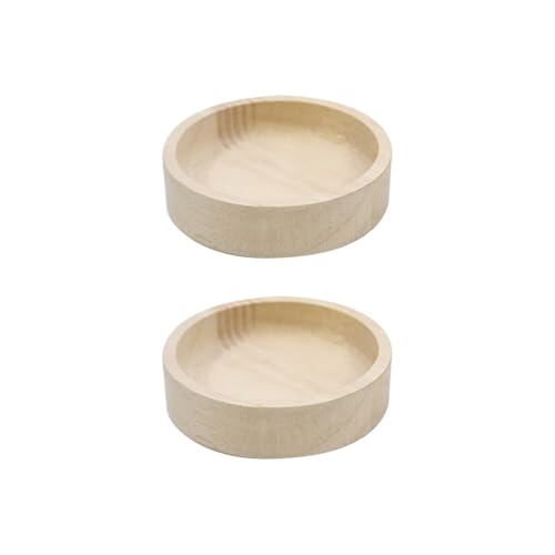 2 Pcs Wood Gerbil Food Bowl Wooden Hamster Feeding Bowls Small Animal Food Dish Feeder Mice Feeding Dishes Pet Snack Bowls Squirrel Dessert Bowl for Parrot