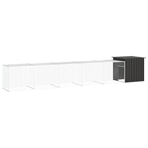 Industrial Style Chicken House with Easy Assembly, Large Galvanized Steel Poultry Coop for Multiple Chickens, Outdoor Chicken Cage 236.2x35.8x39.4 Inches