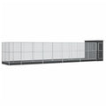 Galvanized Steel Aviary with Extension Silver | Outdoor Bird Cage, Lockable Door, Steel Mesh Grid, Suitable for Parrots Rabbits Chickens - size: 408.3" x 79.9" x 85"