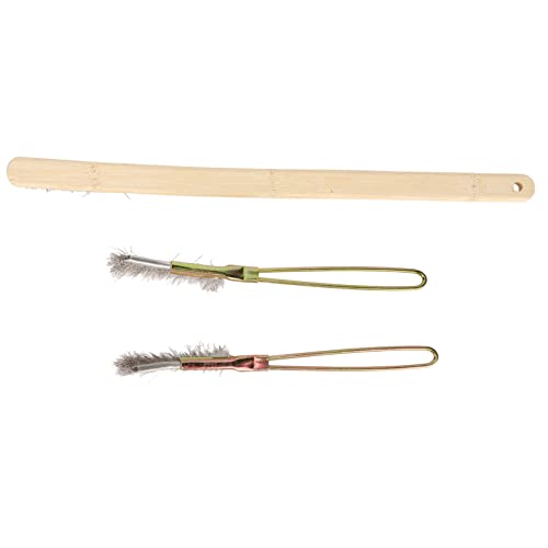 Jeanoko Long Handle Bird Cage Cleaning Brush Medium Hardness for Daily Use Bamboo and Stainless Steel 3 Sizes Included