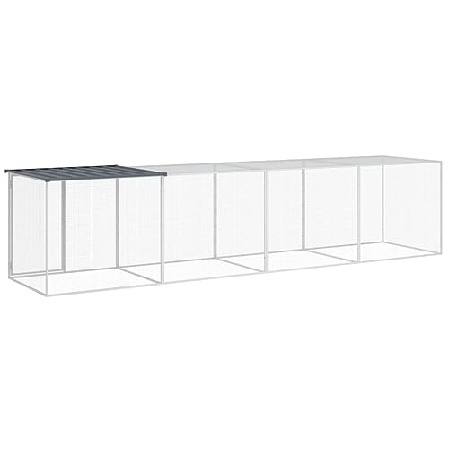 Galvanized Steel Chicken Coop with Roof 158.7"x38.6"x35.4" Anthracite Cage for Hens Rabbits Ducks Outdoor/Indoor Use, Expandable Bunny Hutch with Lockable Door and Weather Protection - size: 158.7" x 38.6" x 35.4" (L x W x H)