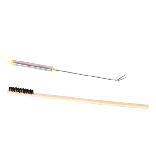 2Pcs Bird Cage Cleaners,Cleaning Fork and Brush Portable Removers Cleaning Tools for Parakeet Perch Stand Bird Droppings, Silver Handle - color: Silver Handle