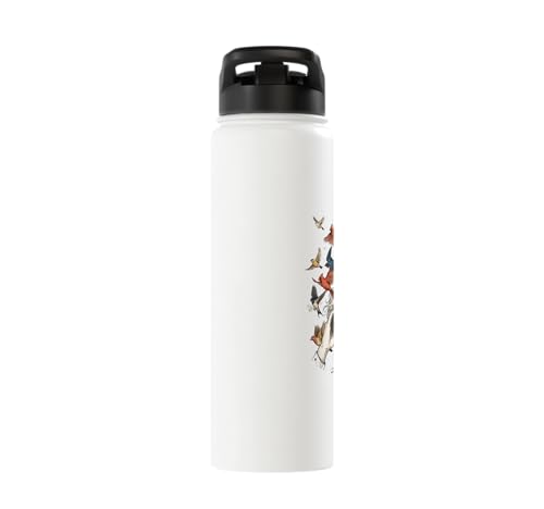 Bird Nerd Birdwatcher Birdwatching Bird Watcher Birder Tee Stainless Steel Insulated Water Bottle - color: White
