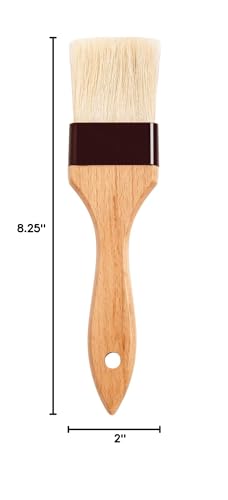 Mrs. Anderson's Baking Solid-Ferrule Natural Boar Bristles Pastry Basting Brush, 2" x 8.25" - size: Single, 2-Inch