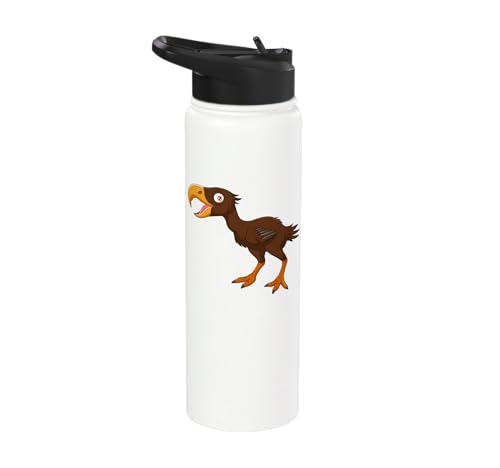 Cute Cartoon Prehistoric Animals Terror Bird For Kids Funny Stainless Steel Insulated Water Bottle - color: White