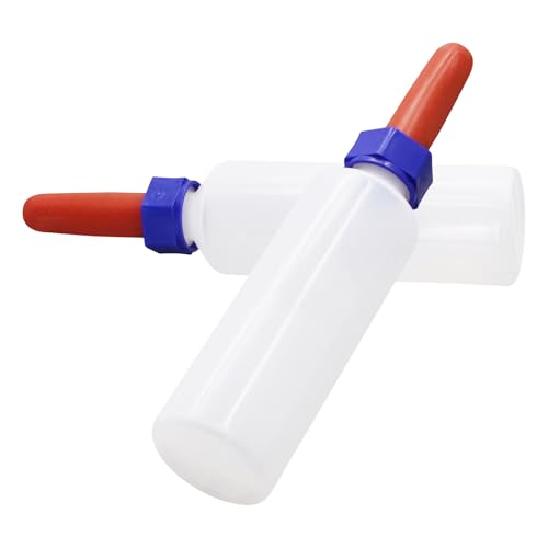 2PCS 500ml Calf Nursing Feeder Bottles with Screw Silicone Nipple | Leak-Proof Detachable Easy Clean Food Grade Calf Bottle, Farm Animal Milk Feeder for Calf Lamb Goat Sheep Newborn Livestock