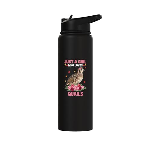 Bird, For The Girl Who Adores Quails Stainless Steel Insulated Water Bottle - color: Black