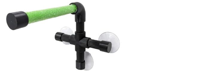 CleanPerch™ Window Bird Perch with Suction Cups. Grooming & Outside Viewing Perch for Parrots, Conures & Small Birds. Window-Mounted Bird Stand (Black/Green, 6") - color: Black/Green, size: 6"