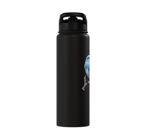 Bird Series. Mountain Bluebird. Stainless Steel Insulated Water Bottle - color: Black