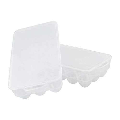 Bringer 4-Pack Clear Plastic Refrigerator Egg Containers, Egg Tray Holder | Fit 18 Eggs x 4 (72 Eggs), Deviled Egg Tray Carrier, Clear Stackable Egg Holder for Kitchen or Pantry Organizers and Storage